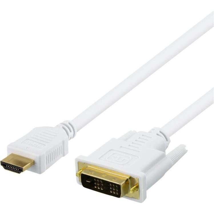 Deltaco HDMI to DVI cable 7m Full HD white (7 m, HDMI), Video Kabel