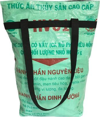 Image du produit Bekos Upcycling - Grand sac à provisions fabriqué à partir de sacs d'aliments pour poissons recyclés vert