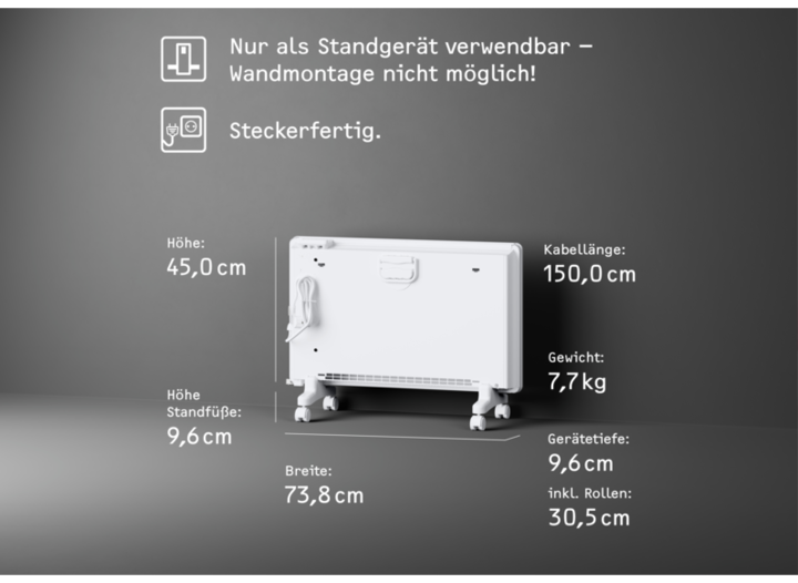 Produktbild Stiebel Eltron EG-50-PL2- PE Konvektor-Heizung Standgerätf ür ca. 25 m², TÜV geprüft, elektr. Regler (2000 W)