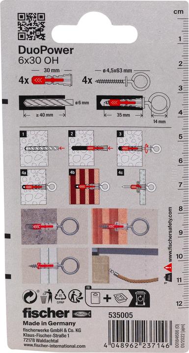 Produktbild Fischer SB Nylondübel Duopower mit Ösenhaken (4 Stk.)