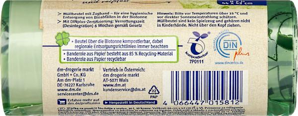 Valeurs nutritives et ingrédients dm Profissimo Sacs poubelle (10 x, 10 l)