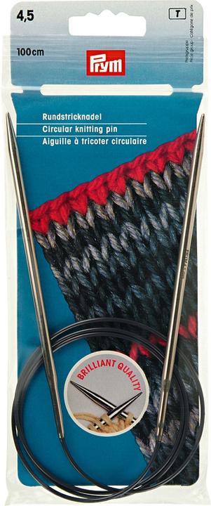 Image du produit Prym Aiguilles circulaires en laiton, argent 4.50 mm, 100 cm, sachet