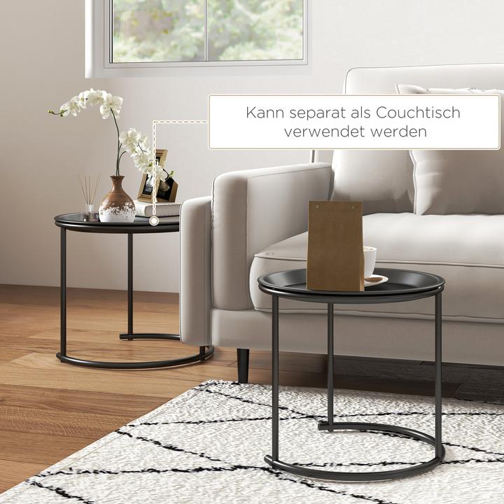 Produktbild Homcom Couchtisch Set Stahl Schwarz