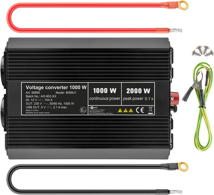 Produktbild Goobay Spannungswandler 1000 W, Schwarz