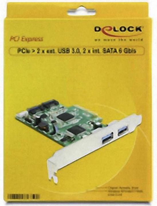 Actual product image Delock PCI-E card > 2 x external USB 3.0 + 2 x internal SATA 6 Gb/s