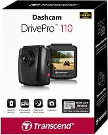 Immagine prodotto Transcend Dashcam - DrivePro 110 - 64GB (supporto a ventosa) (Accumulatore di carica elettrica, Display integrato, Accelerometro, Visione notturna, Microfono incorporato, WQXGA)
