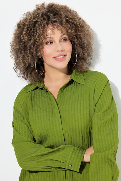 Immagine prodotto Ulla Popken Blusa con righe, taglio svasato, collo da camicia e maniche lunghe (46, 48)