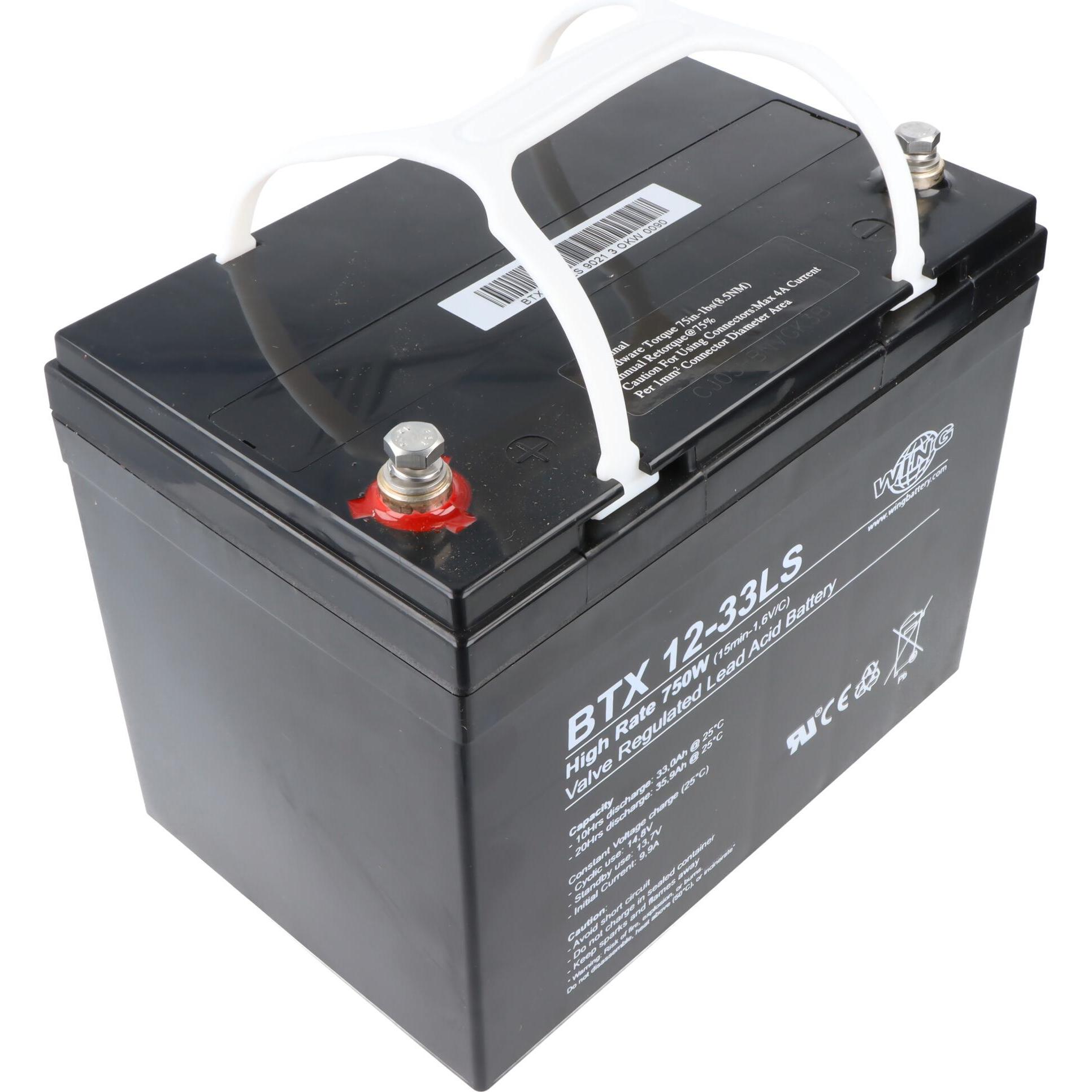 XCell, Versorgungsbatterie, Wing BTX12-33LS 12V 33Ah high rate hochstromfähig Bleiakku AGM Blei Gel Akku (12 V, 33 Ah)