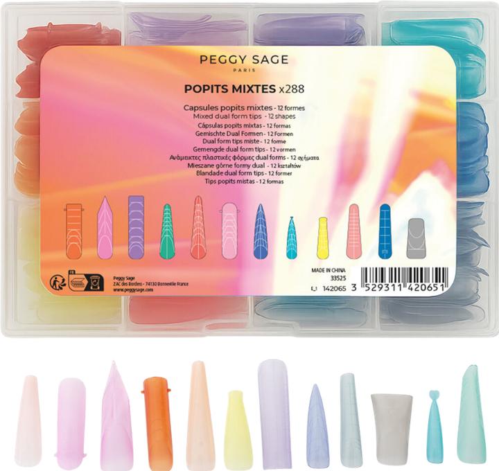 Actual product image Peggy Sage Mixed Dual Form Tips (Artificial nails, Transparent)
