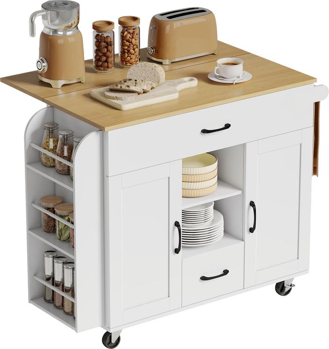 Homcom Kücheninsel MDF, Kiefernholz Weiss