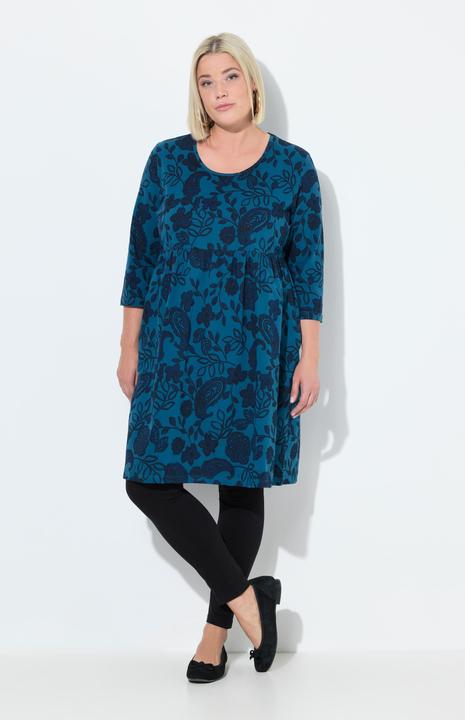 Immagine prodotto Ulla Popken Abito di jersey dal taglio svasato con Paisley, scollo a girocollo e maniche a 3/4 (58)