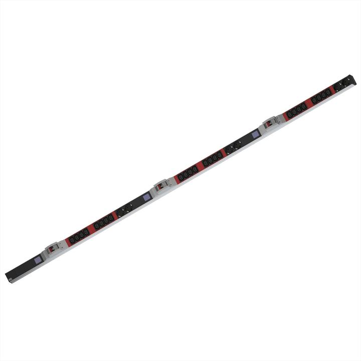 Actual product image Bachmann BN0500 48.26cm 19-inch PDU 1HE 24xC13,6xprotective contact power metering connection CEE 3x32A red (24 x, IEC 320, CEE 7/3, 3 m)