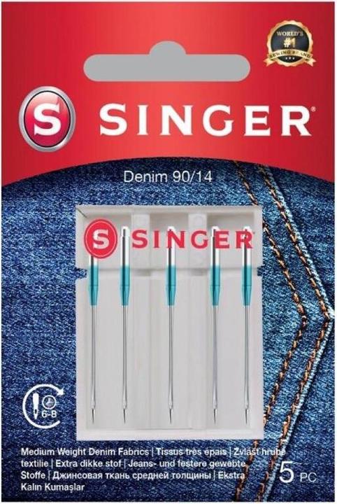 Actual product image Singer DENIM sewing machine needle, 90/14, pack of 5