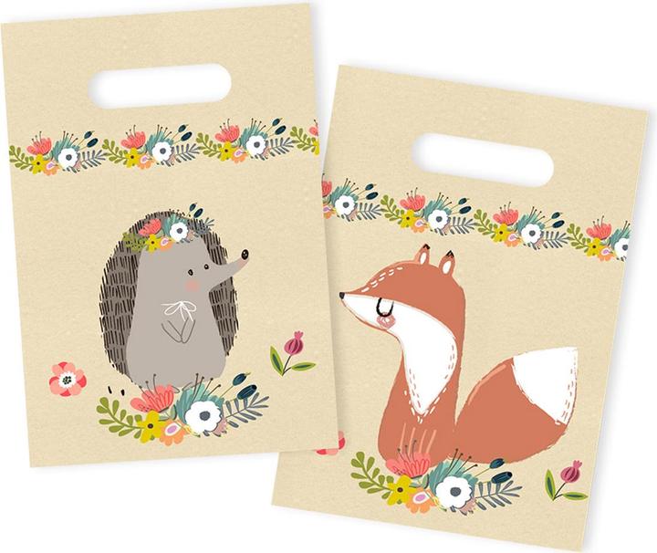 Produktbild Natura Punto 6er-Set Geschenktüten Igel und Fuchs mit Henkel, 23 cm (Geschenktüte, 6 x)