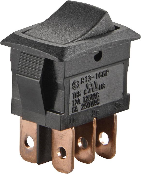 Produktbild Tru Components 1587819 Wippschalter TC-R13-166PB-02 250 V/AC 6 A 2 x Ein/Ein ra