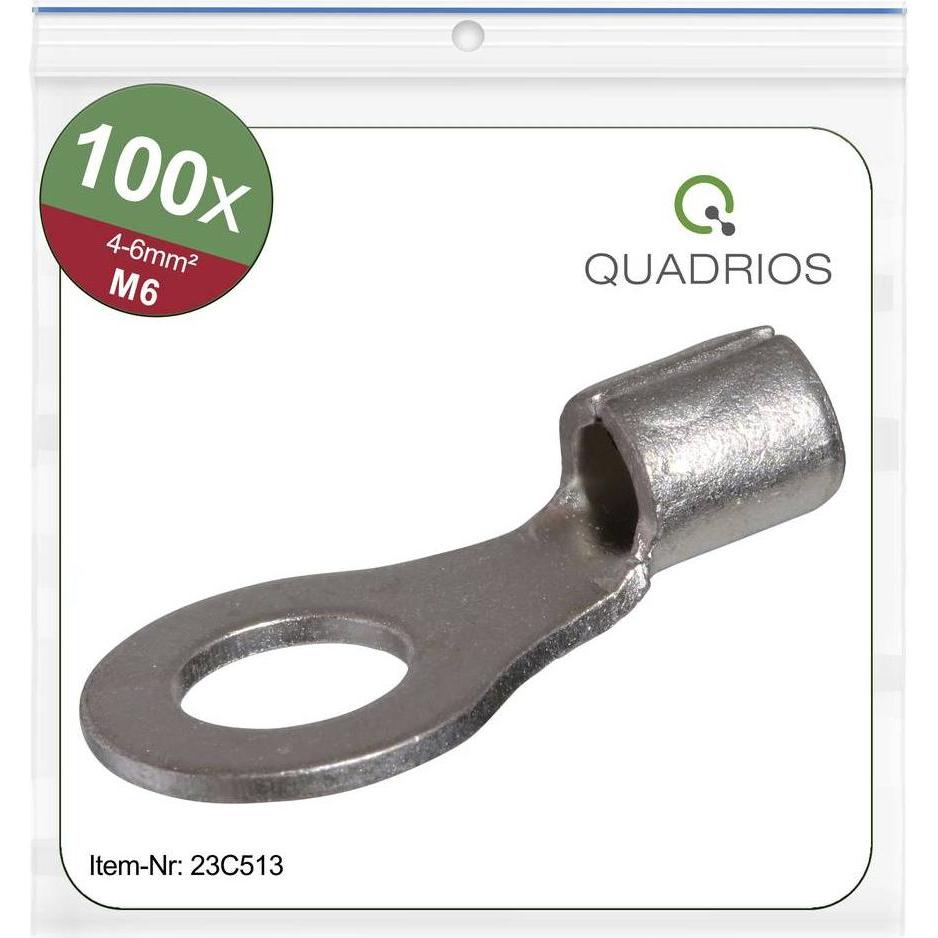 Quadrios, Kabelverbindung, 23C513 Ringkabelschuh Querschnitt (max.)=6 mm² Loch-Ø=6.5 mm Unisolier