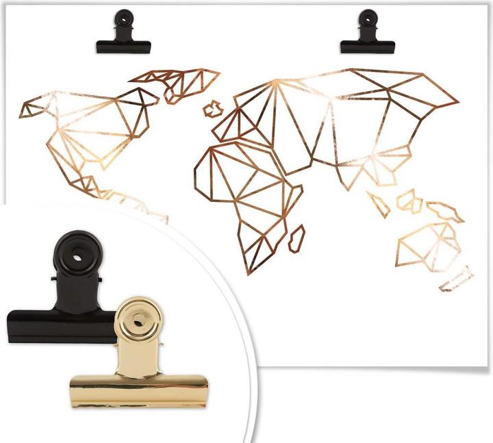 Produktbild Trenddeko Origami Weltkarte - Kupferoptik (80 x 60 cm)