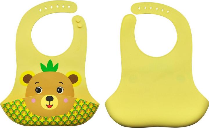 Magni Frootimals Bavoir pour bébé Bubba Tropibear beige silicone