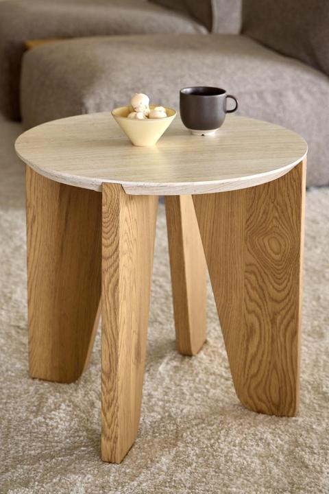 Actual product image AC Design Dockland-Beistelltisch Alea-Stoff grün 61, Basis (Ø 50 x 50 cm)
