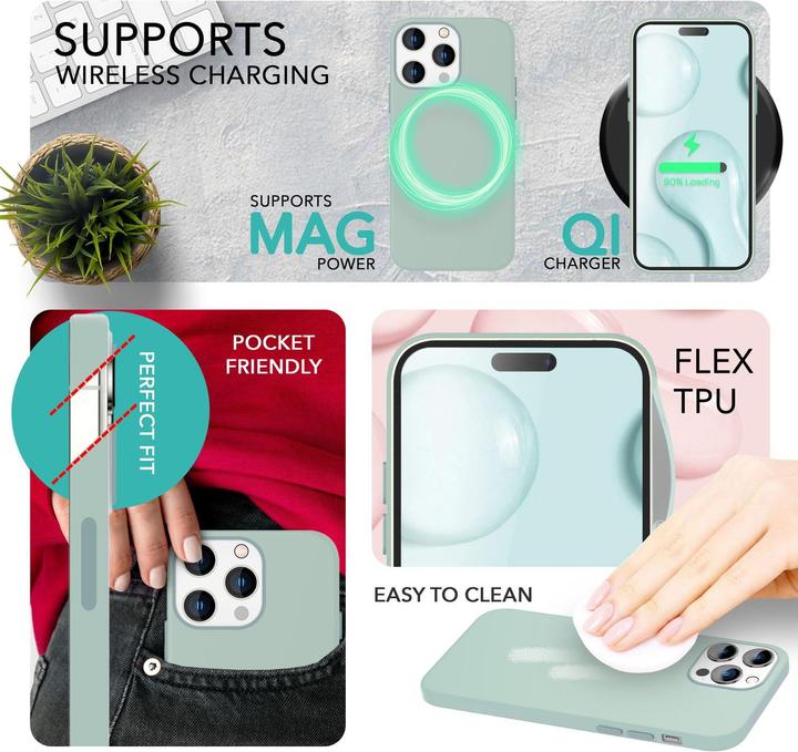 Produktbild Nalia Liquid Silikon Hülle mit MagSafe Funktion & 2x Display Schutzglas (Apple iPhone 14 Pro)