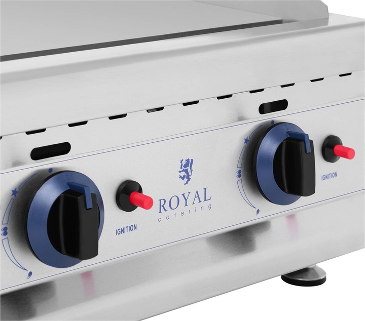 Produktbild Royal Catering Gasgrill 2 x 3100 W Profi Gasbräter glatt geriffelt 60 x 40 cm Propan Butan (6.20 kW)