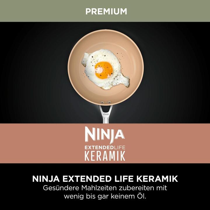 Produktbild Ninja Extended Life Keramik 5-teiliges Suppen- und Stieltopfset CW95000DE (Kochtopf, Pfannenset + Topfset, Aluminium, 24 x 20.70 cm)