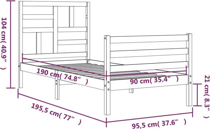 Produktbild vidaXL Massivholzbett mit Kopfteil Weiss 5FT King Size (150 x 200 cm)
