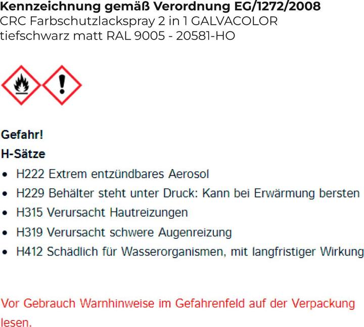 Produktbild CRC Galva Color 2in1 (500 ml, Tiefschwarz (RAL 9005))