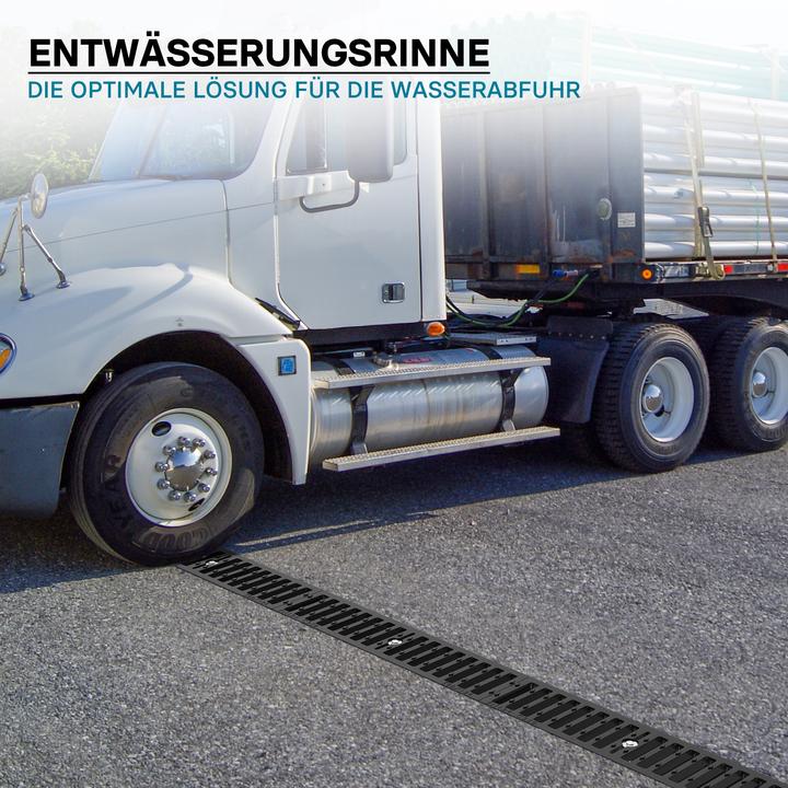 Produktbild Wiltec Entwässerungsrinne 1m Abdeckrost 25t Gusseisen Ablaufrinne Abwasserrinne