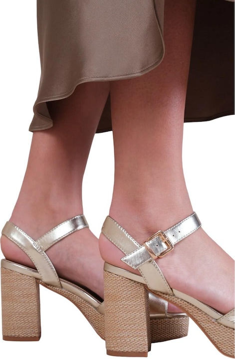 Actual product image Where's That From Womens/Ladies Volume Metallic Crossover Strap High Block Heel High Heels (37)
