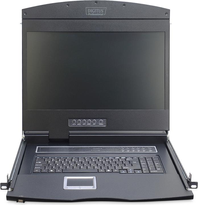 Produktbild Digitus Modulare Konsole mit 19" TFT (48,3cm), 8-Port KVM & Touchpad, UK Tastatur