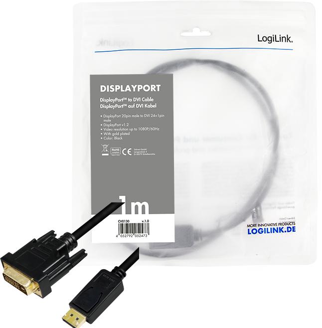 Actual product image LogiLink DisplayPort — DVI (1 m, DisplayPort, 1.2)
