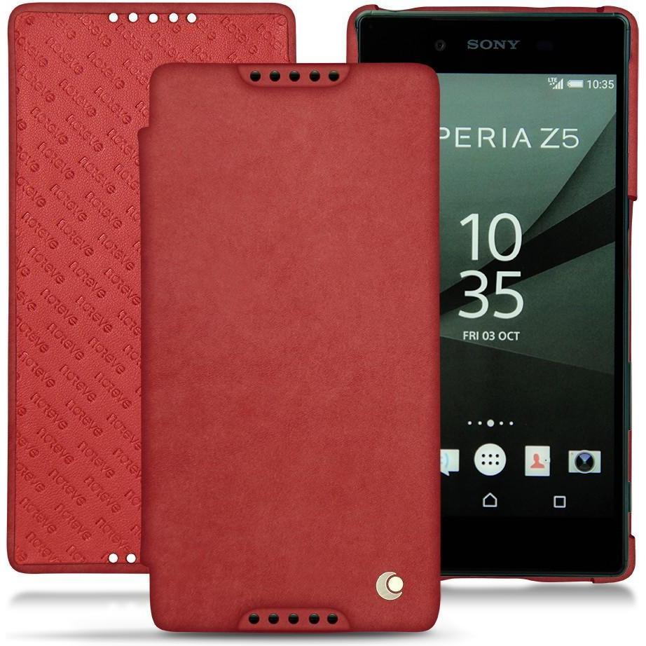 Thumbnail - Noreve Lederschutzhülle horizontal (Sony Xperia Z5), Smartphone Hülle, Rot