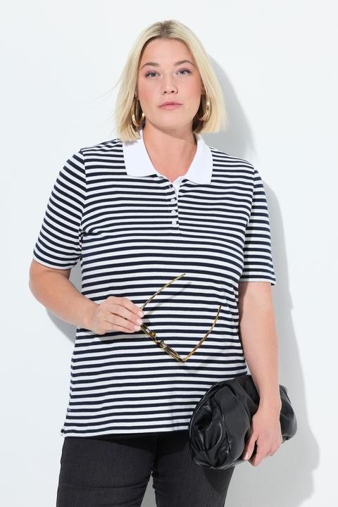 Immagine prodotto Ulla Popken Maglia polo in piqué dalla vestibilità classica con righe e mezze maniche (56)