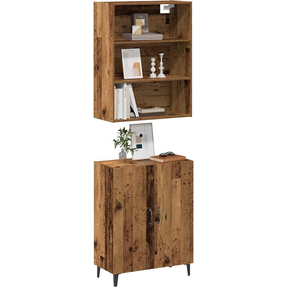 VidaXL, Kommode + Sideboard, Sideboard mit Wandschrank Altholz-Optik Holzwerkstoff (69.5 x 34 x 180 cm)