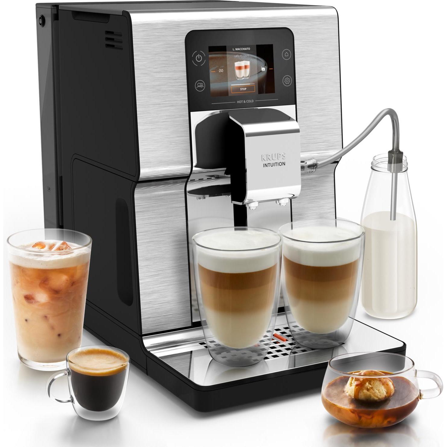 Krups EA879E, Macchina da caffè automatica, Nero, Argento