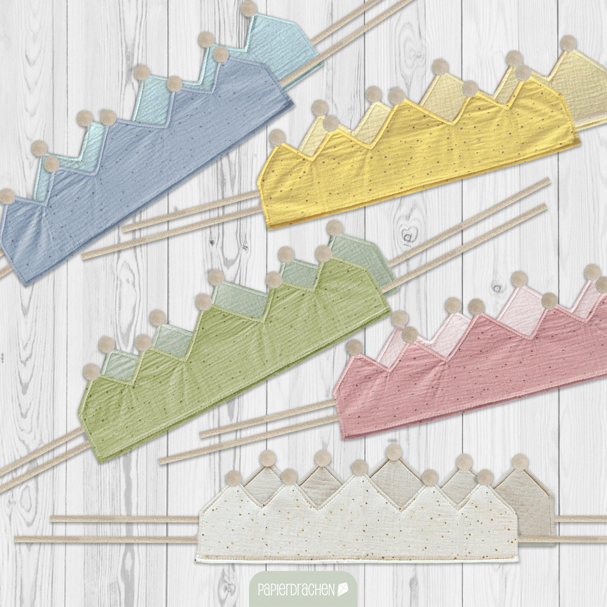 Thumbnail - Papierdrachen Musselinkrone mit goldenen Akzenten – Blau