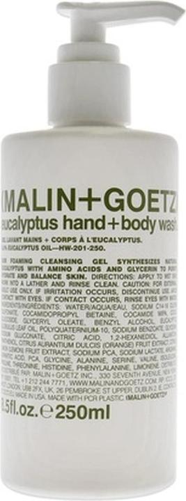 Malin+Goetz MALIN + GOETZ Eukalyptus Hand + Body Wash Natural Hydrating Soap Cleansing and Purifying for All Ski (Flüssigseife, 250 ml)