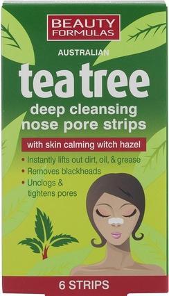 Beauty Formulas Tea Tree Deep Cleansing Nose Pore Strips Deep Cleansing Nose Strips 6Pcs. (Reinigungstücher, 500 ml)