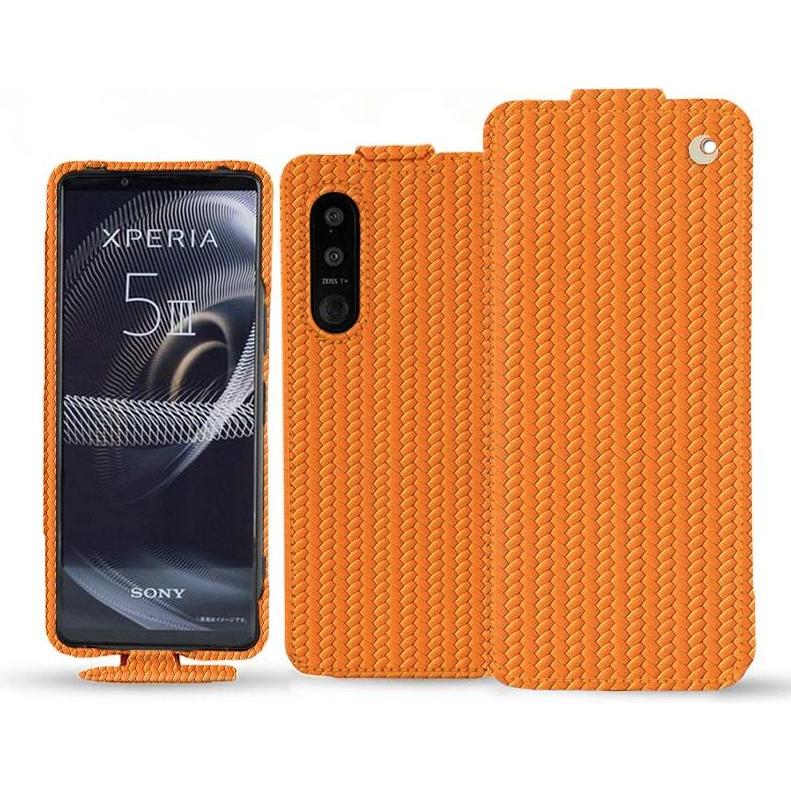 Noreve Lederschutzhülle vertikal (Sony Xperia 5 III), Smartphone Hülle, Orange