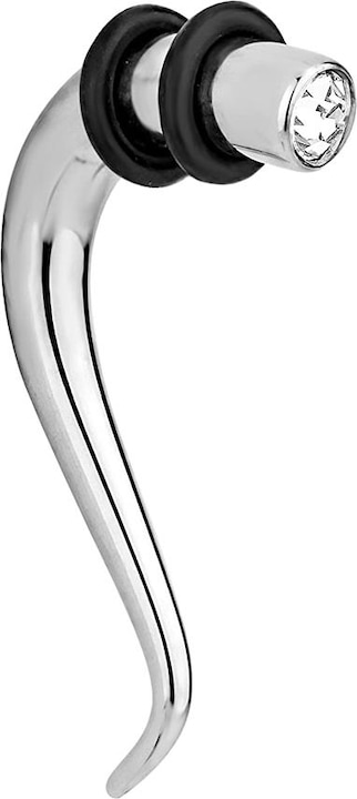 Produktbild Star Piercing Taper Dehnspirale silber Doppelbogen mit Kristall silber (ohne Messing, Chirurgenstahl 316L)