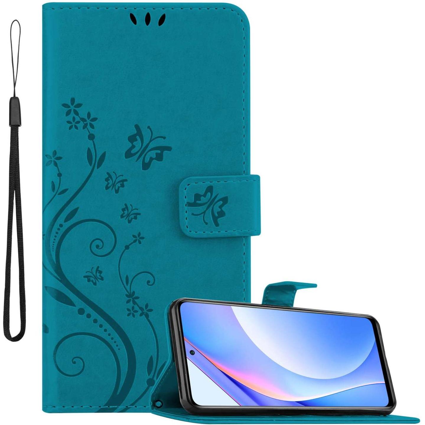 Cadorabo Hülle für Xiaomi Mi 10T LITE mit Blumen Muster (Xiaomi Mi 10T Lite), Smartphone Hülle, Blau