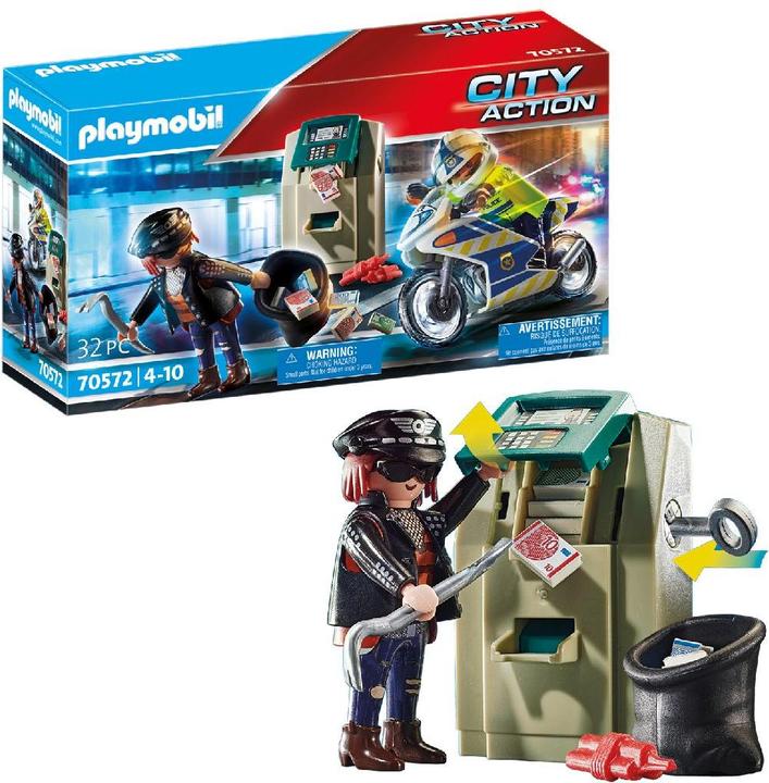 Image du produit Playmobil Moto de la police : poursuite du voleur d'argent (70572, Playmobil City Life)
