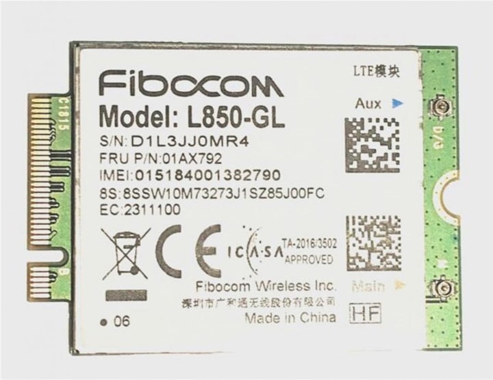 Actual product image Lenovo Fibocom L850-GL CAT9 WWAN