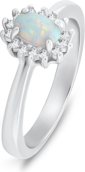 Produktbild Brilio Silver - Elegant silver ring with opal and zircons RI106W - Circuit: 54 mm (54, 925 Silber)