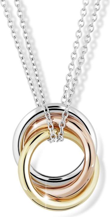 Modesi Fashionable double tricolor silver necklace M43089