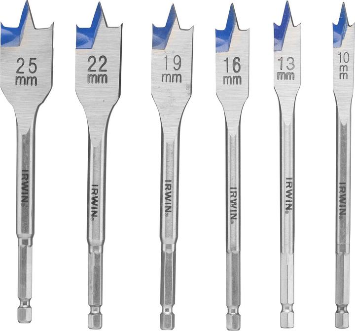 Irwin BLADE DRILL KPL. 6 pcs. Blue GROOVE 4X 10, 13, 16, 19, 22, 25 mm (10, 13, 16, 19, 22, 25 Millimeter)