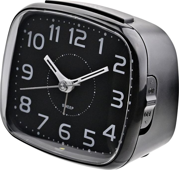 Image du produit Hometime Réveil carré avec bouton lumineux - Boîtier noir