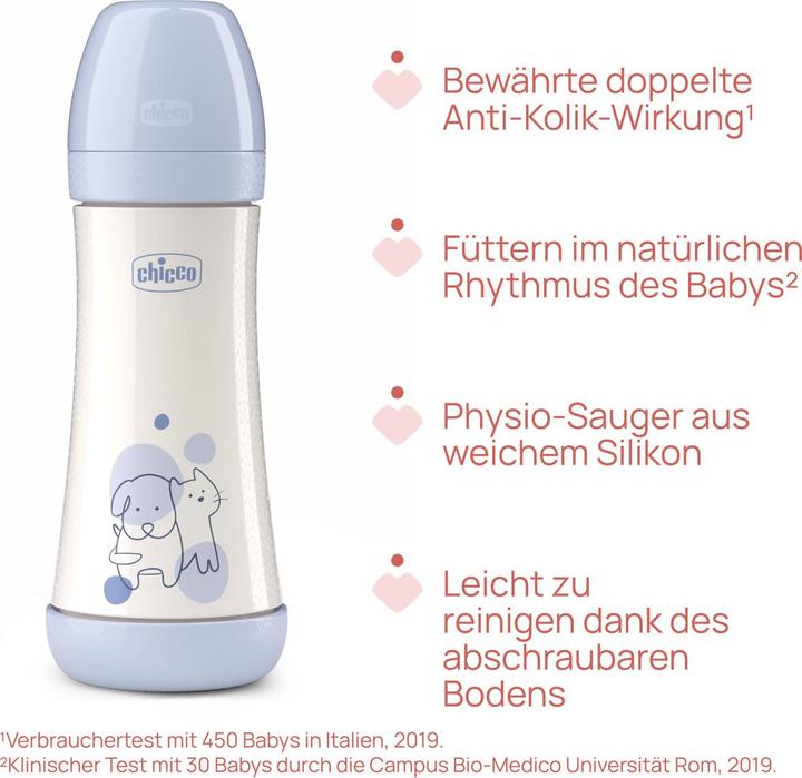 Productafbeelding Chicco Babyfläschchen PERFECT5 PP 300ml Sauger Silikon schneller Fluss DRAFT BLUE 4m+ (300 ml)