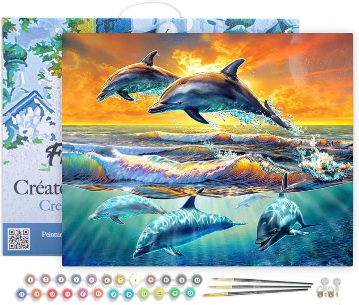 Actual product image Figured'Art Paint by Numbers Framed - Dolphins